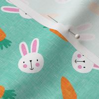 (small scale) bunnies and carrots - aqua - easter spring - LAD19