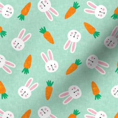 (small scale) bunnies and carrots - mint - easter spring - LAD19