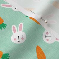 (small scale) bunnies and carrots - mint - easter spring - LAD19