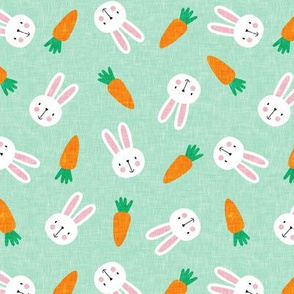 (small scale) bunnies and carrots - mint - easter spring - LAD19