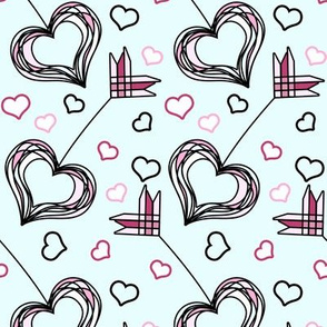Valentine's Day Cupid Arrow Hearts in Pink and Aqua