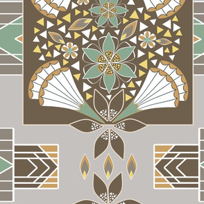 Art Deco Wholecloth Quilt, Earth Tones