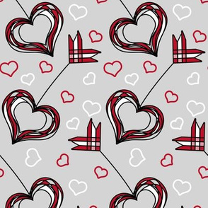 Red Valentine Cupid Arrows and Hearts