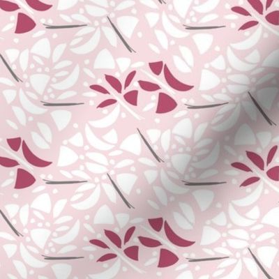 Abstract Floral in White and Pink