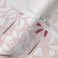 Abstract Floral in White and Pink