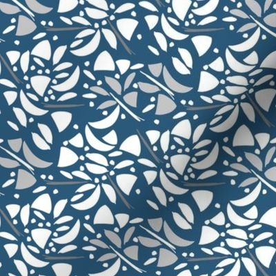 Abstract Floral White and Blue 