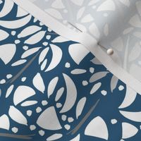 Abstract Floral White and Blue 