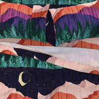 Moonlit Mountainscape - 1yd panel 