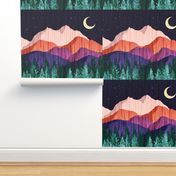 Moonlit Mountainscape - 1yd panel 