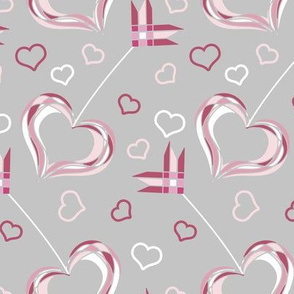 Valentine Cupid's Heart Arrow in Pink and Gray