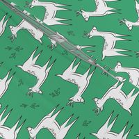 Deer woodland print- kelly green