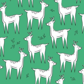 Deer woodland print- kelly green