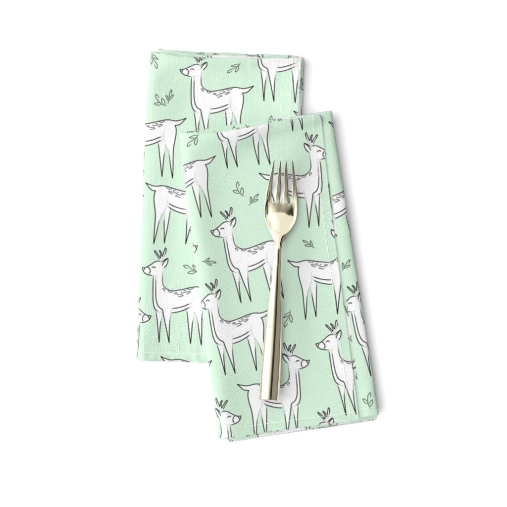 Deer woodland print- mint green