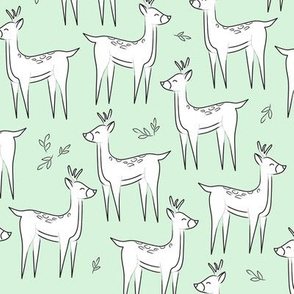 Deer woodland print- mint green
