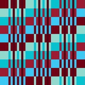 Small - Step Up Stripes in Burgundy - Rose Red - Aquamarine -Turquoise