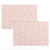 Daisy fabric in small - Pink and mustard yellow daisies