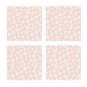 Daisy fabric in small - Pink and mustard yellow daisies