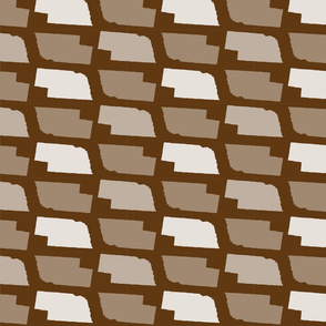 Nebraska State Shape Pattern Brown and White
