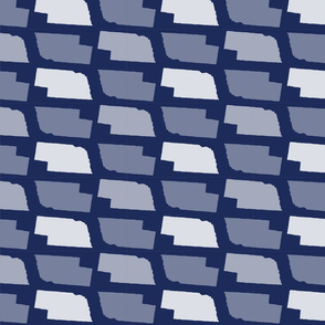 Nebraska State Shape Pattern Dark Blue and White