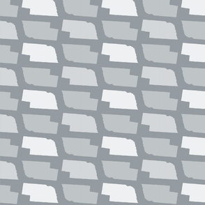 Nebraska State Shape Pattern Grey and White