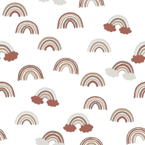 rainbow fabric - brown rainbow, muted rainbow, trendy kids rainbow, earth toned rainbow fabric - brown