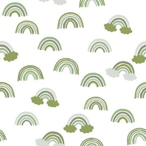 rainbow fabric - green rainbow, muted rainbow, trendy kids rainbow, earth toned rainbow fabric - green