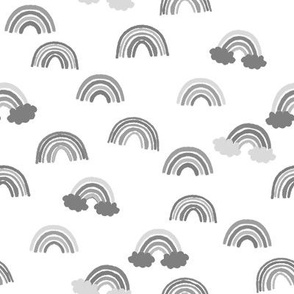 rainbow fabric - grey rainbow, muted rainbow, trendy kids rainbow, earth toned rainbow fabric - grey