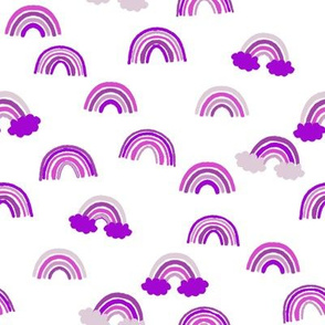 rainbow fabric - purple rainbow, muted rainbow, trendy kids rainbow, earth toned rainbow fabric - purple