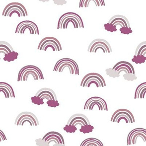 rainbow fabric - mauve rainbow, muted rainbow, trendy kids rainbow, earth toned rainbow fabric - mauve