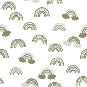 rainbow fabric - sage rainbow, muted rainbow, trendy kids rainbow, earth toned rainbow fabric - olive