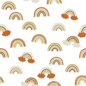 rainbow fabric - rust rainbow, muted rainbow, trendy kids rainbow, earth toned rainbow fabric - rust