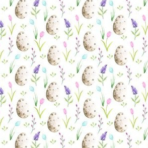 SMALL - watercolor easter egg fabric - spring floral fabric, spring fabric, easter egg fabric, easter fabric, easter rabbit - white egg