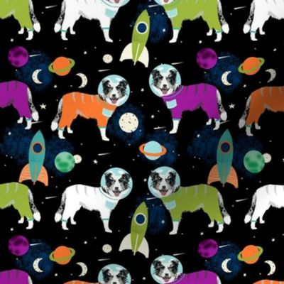 border collie space dog print - border collies in space, blue merle border collie, dog, dogs, dog print