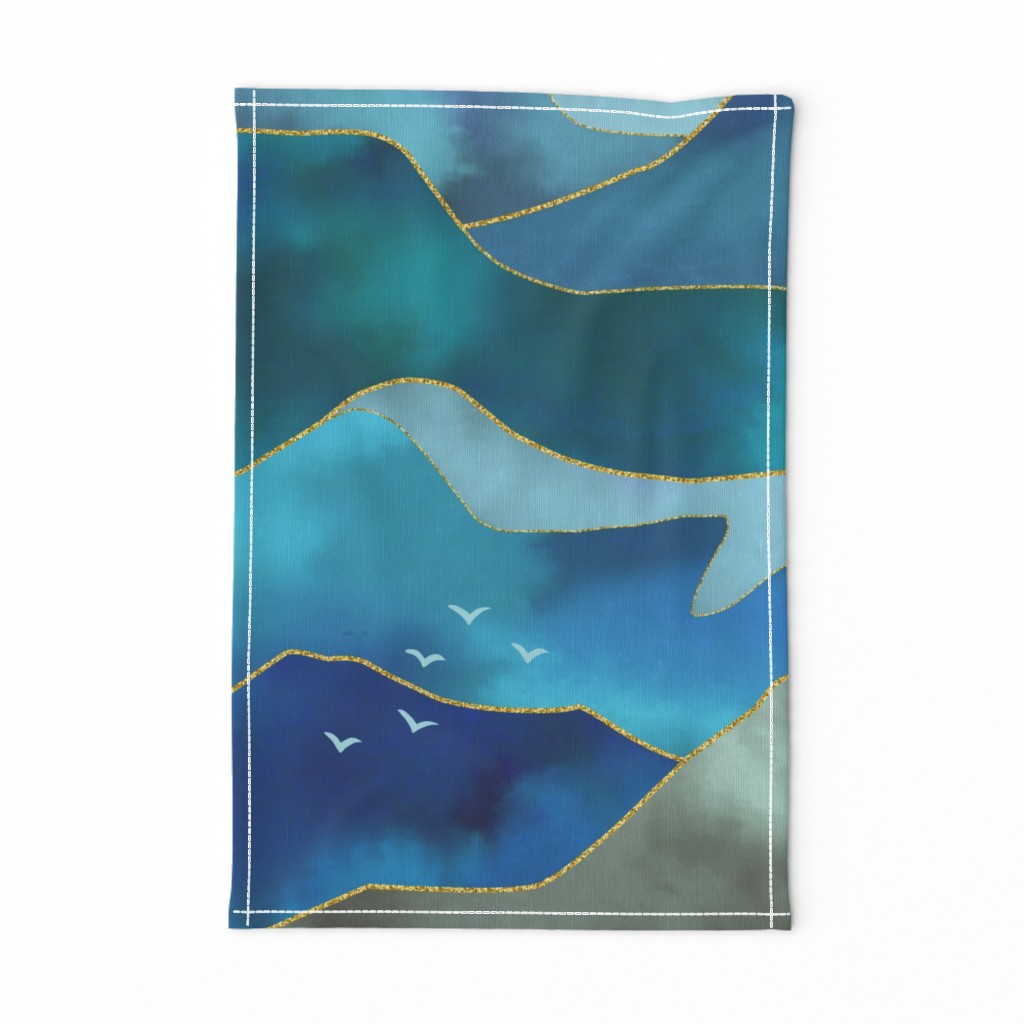Watercolor Abstract Mountains 1 yard tapestry