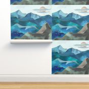 Watercolor Abstract Mountains 1 yard tapestry