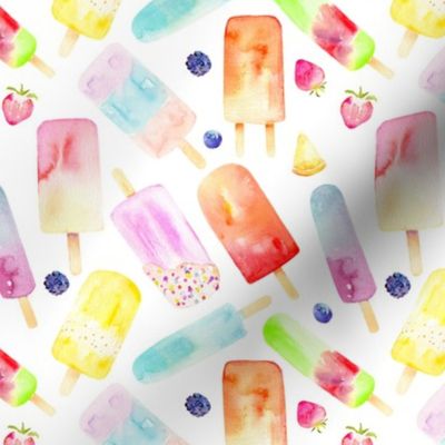Watercolor Popsicles // White - Summer, Fruit