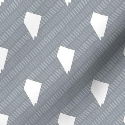 Nevada State Shape Pattern Grey and White Stripes
