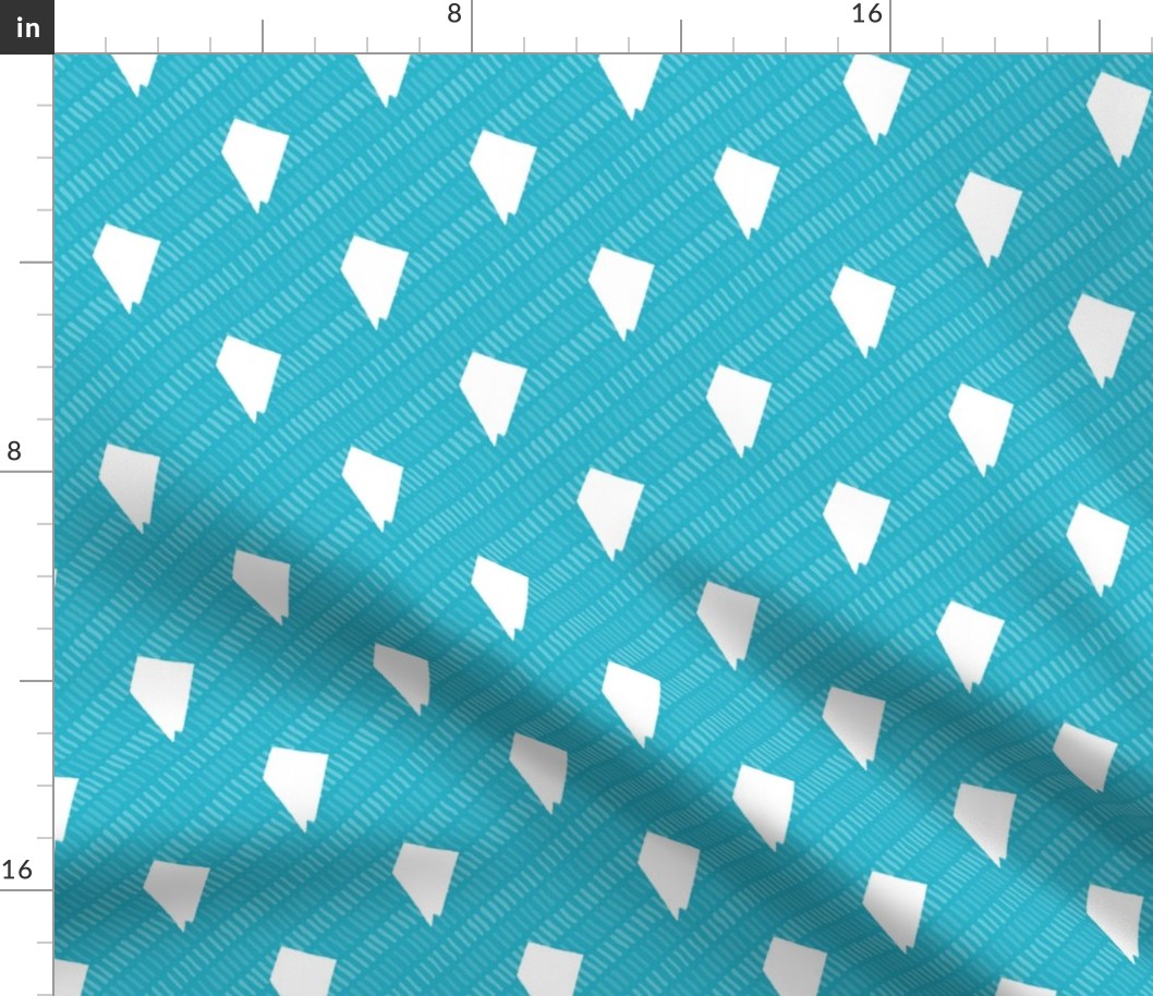 Nevada State Shape Pattern Teal and White Stripes