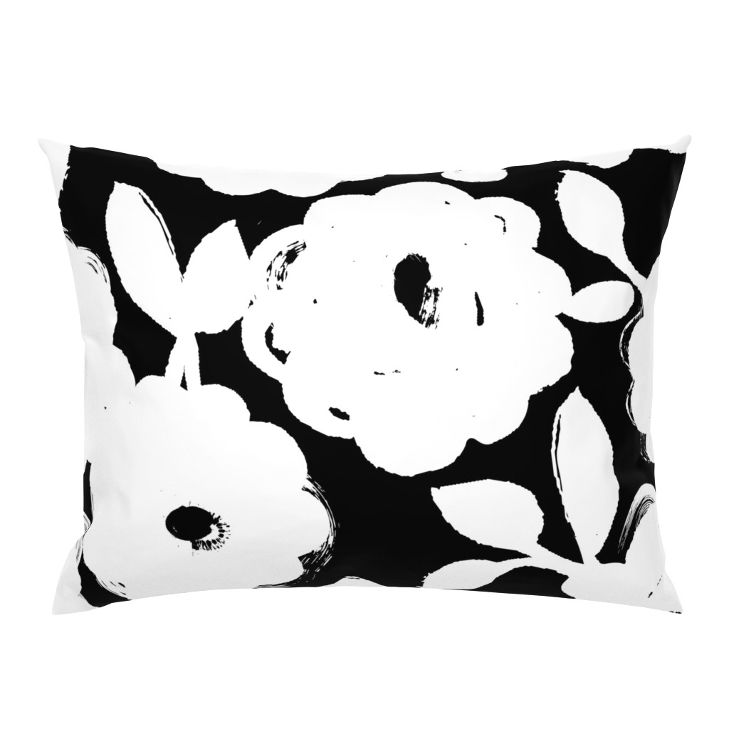 Painted Flowers-black and white-jumbo