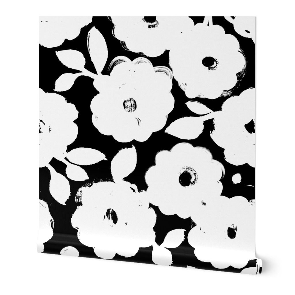 Painted Flowers-black and white-jumbo