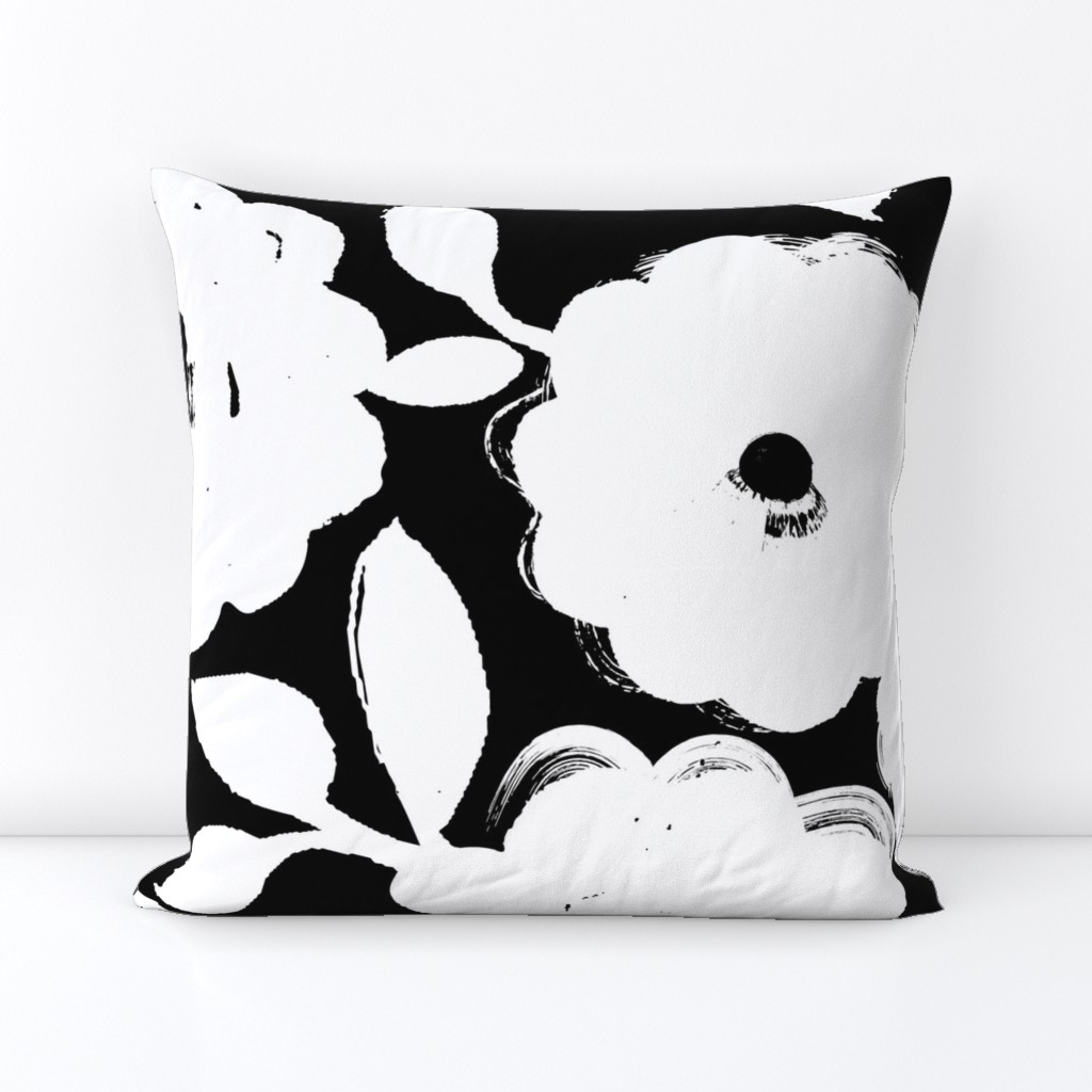 Painted Flowers-black and white-jumbo