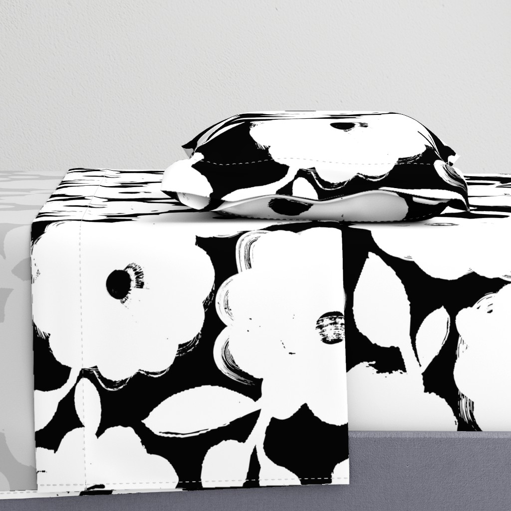 Painted Flowers-black and white-jumbo