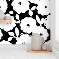 Painted Flowers-black and white-jumbo