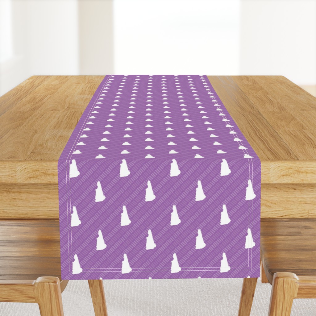 New Hampshire State Shape Pattern Purple and White Stripes