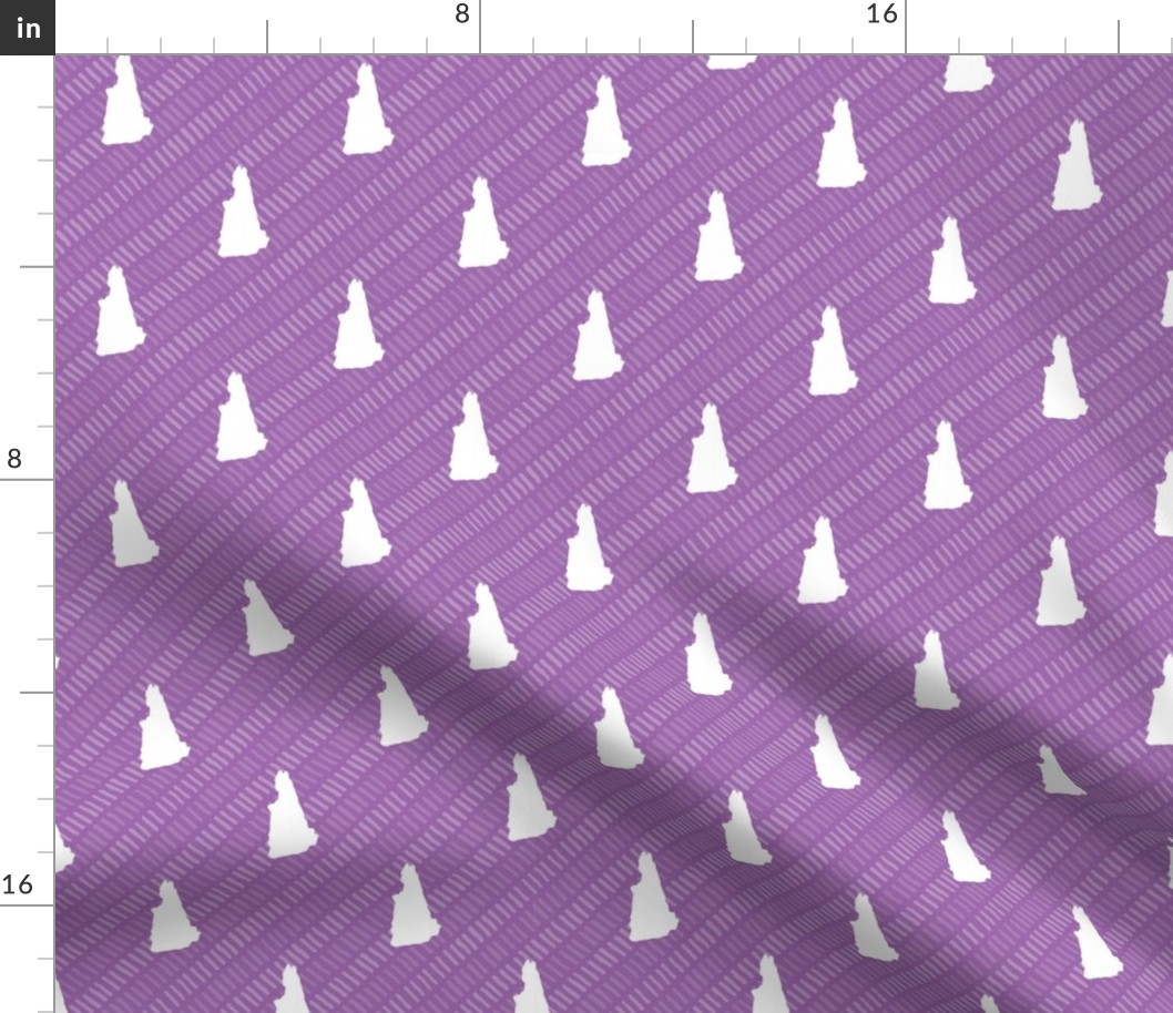 New Hampshire State Shape Pattern Purple and White Stripes