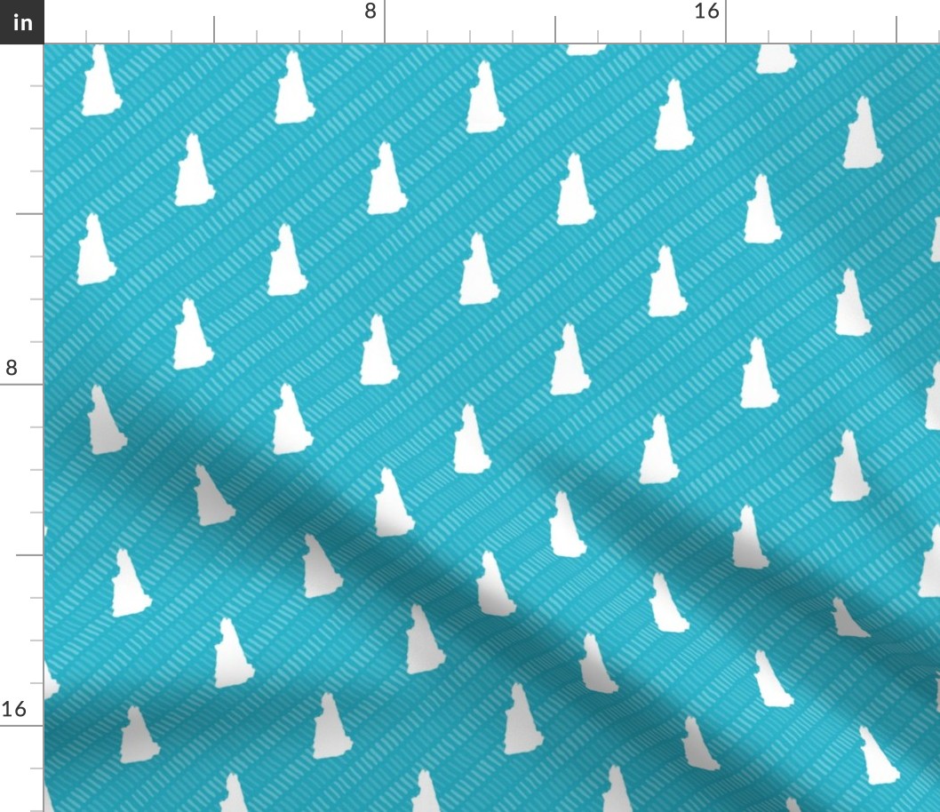 New Hampshire State Shape Pattern Teal and White Stripes
