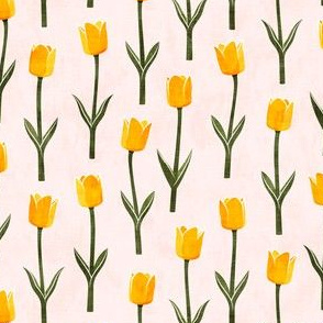 Tulips - spring flowers - yellow on light pink - LAD19