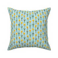 Tulips - spring flowers - yellow on blue - LAD19