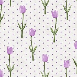 Tulips - spring flowers - purple with polka dots - LAD19