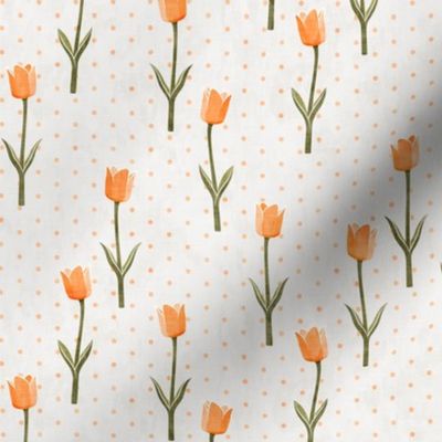 Tulips - spring flowers - peach with polka dots - LAD19